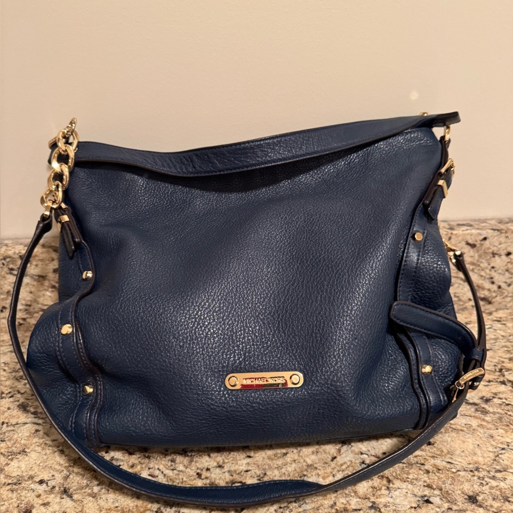 Michael Kors Dark Blue Shoulder Bag with  15wx11tx4D, strap 30” or 18”